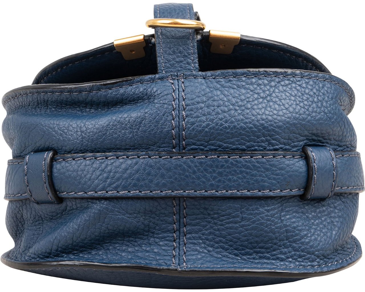 Chloé Chloé Grained Calfskin Marcie Small Saddle Crossbody Bag Blauw