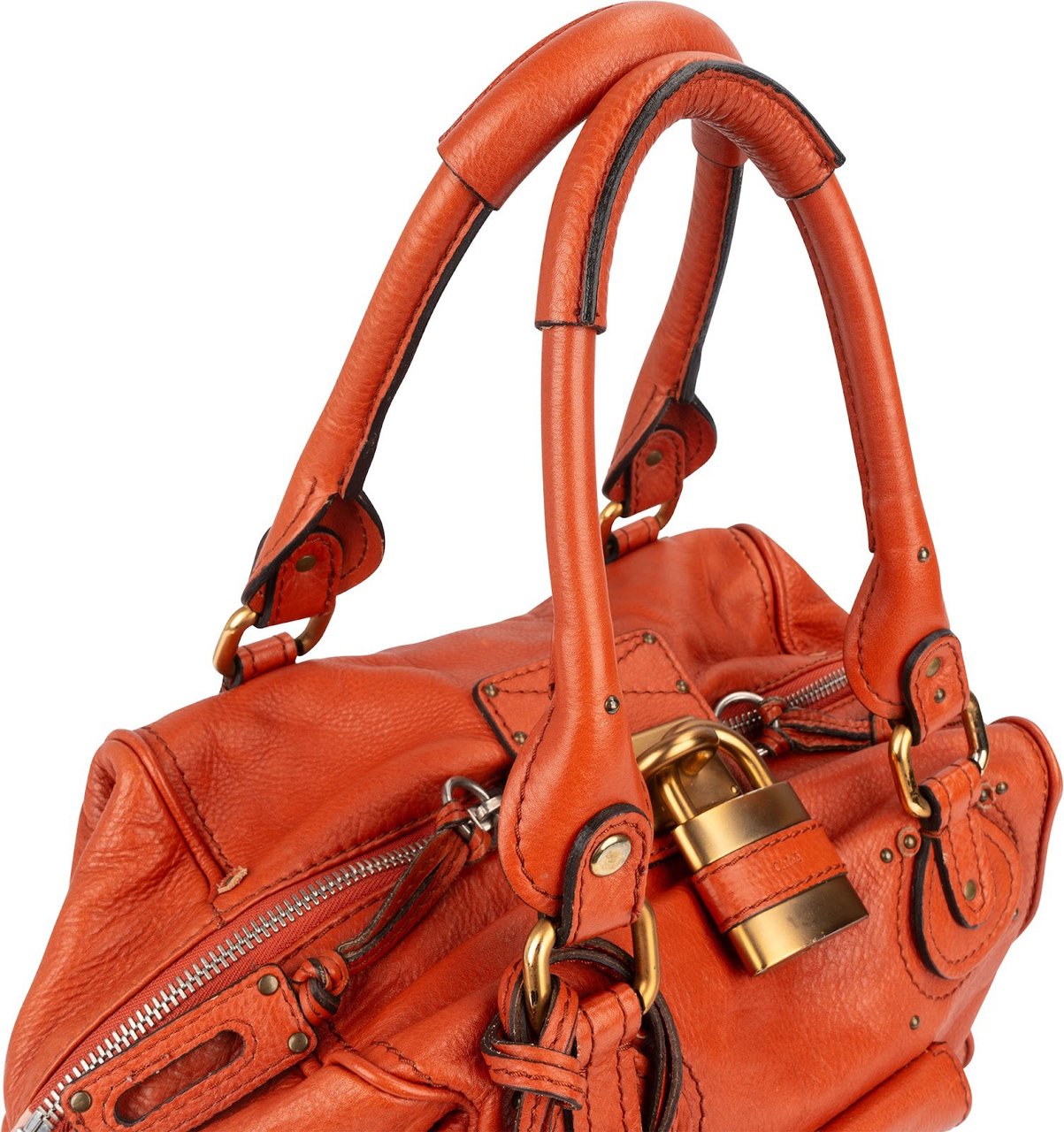 Chloé Chloé Leather Paddington Handbag Oranje