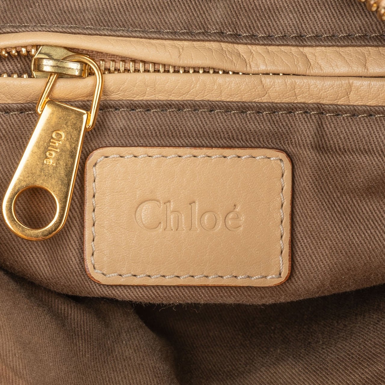 Chloé Chloé Leather Marcie Hobo Shoulder Bag Beige