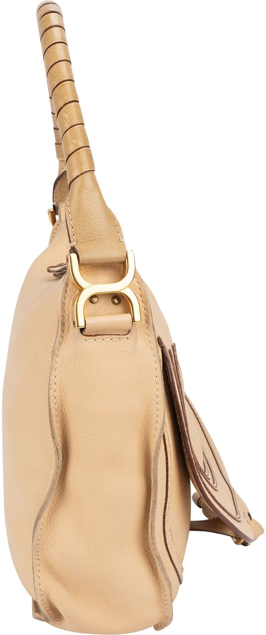 Chloé Chloé Leather Marcie Hobo Shoulder Bag Beige