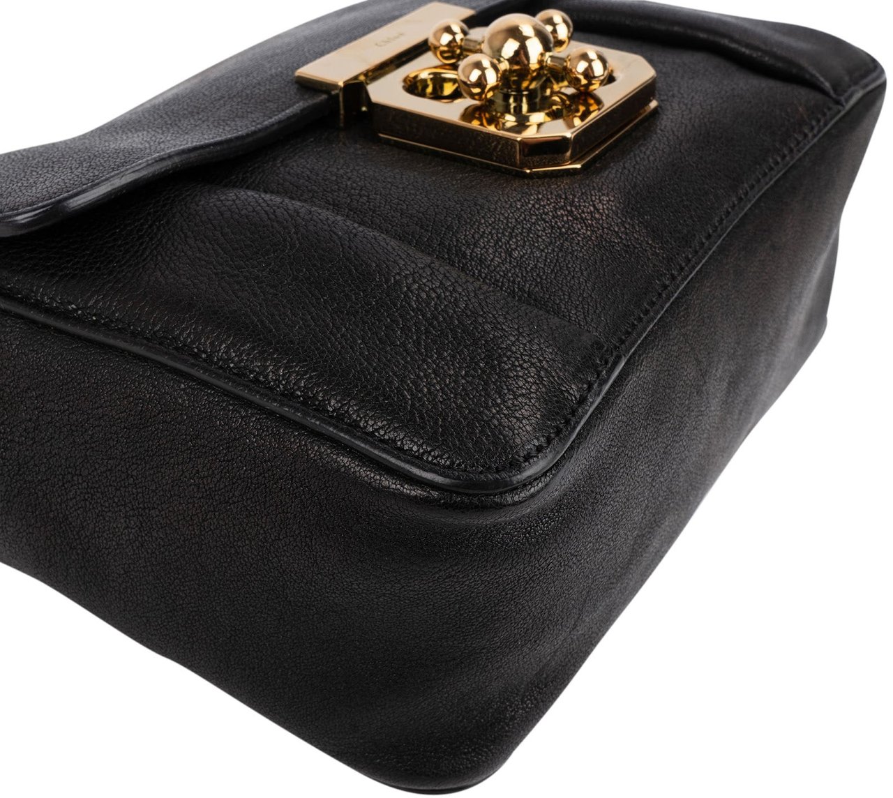 Chloé Chloé Black Leather Elsie Turnlock Crossbody Bag Zwart