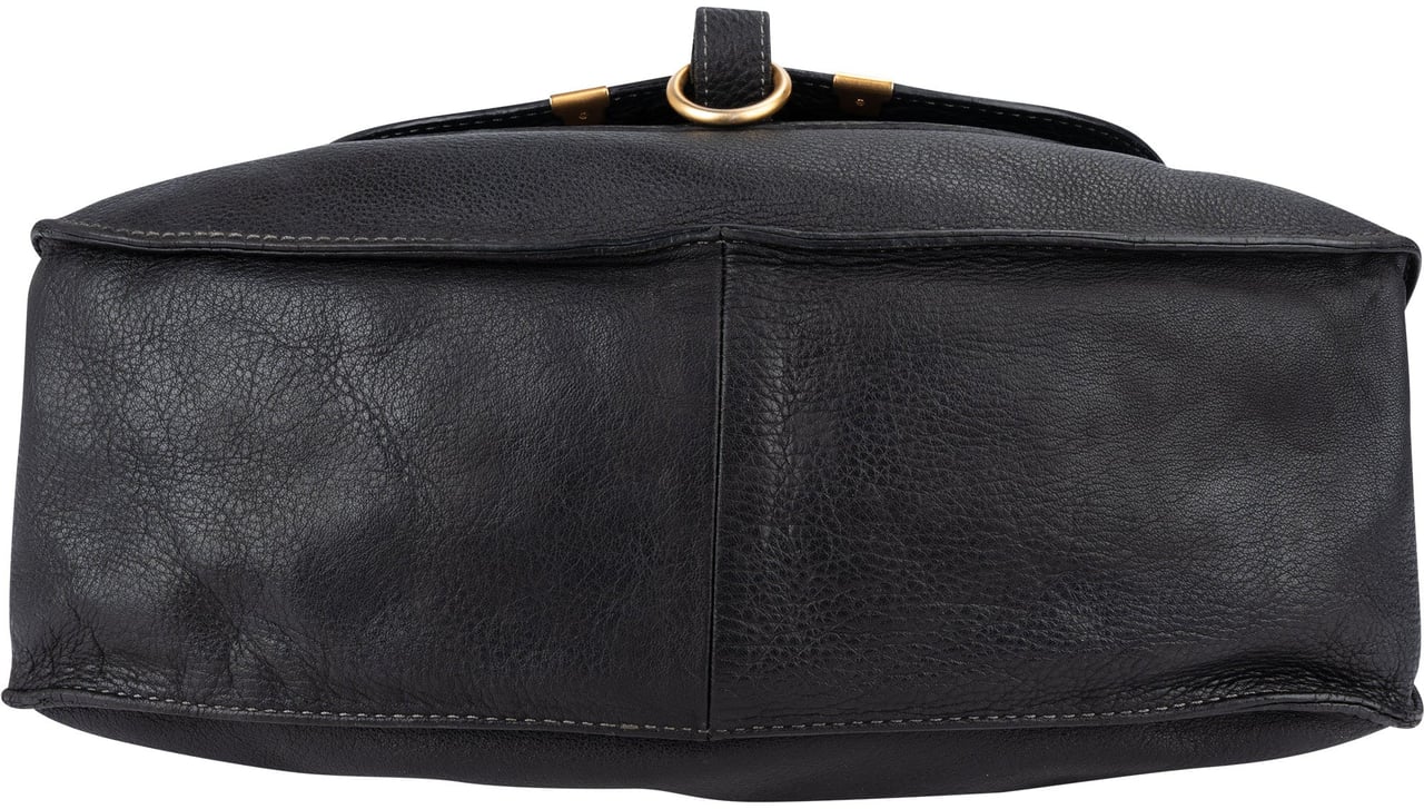 Chloé Grained Leather Marcie Hobo Handbag Zwart