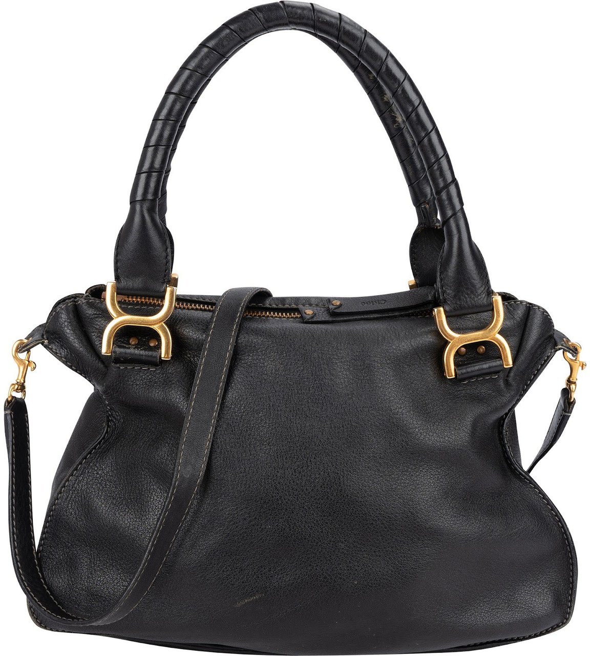 Chloé Grained Leather Marcie Hobo Handbag Zwart