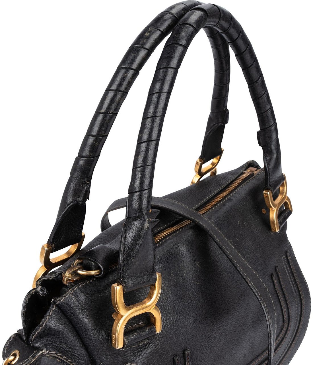 Chloé Grained Leather Marcie Hobo Handbag Zwart