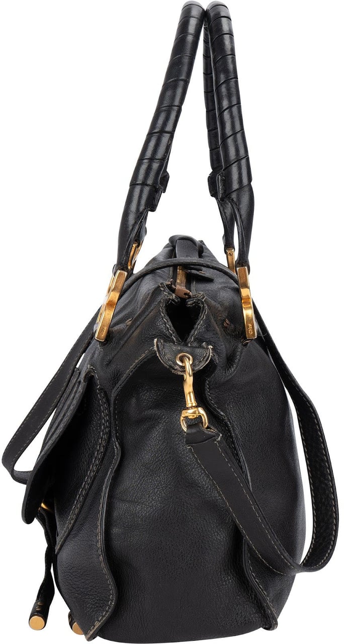 Chloé Grained Leather Marcie Hobo Handbag Zwart