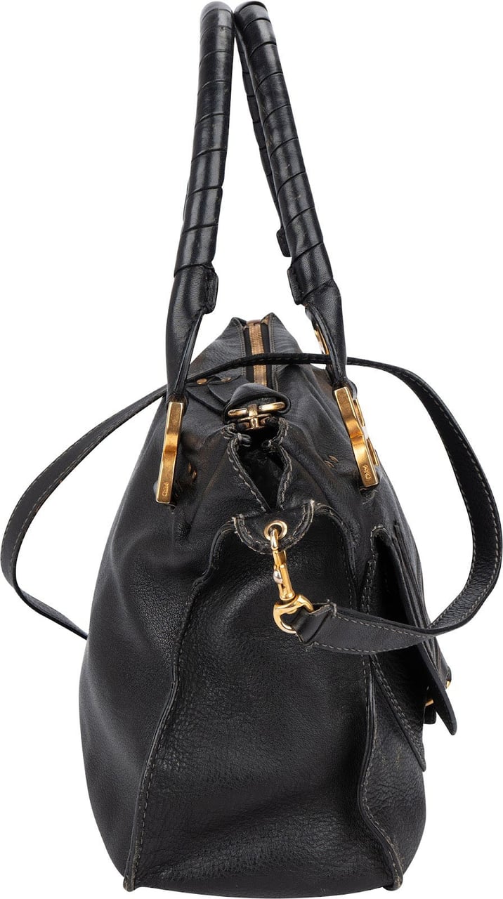 Chloé Grained Leather Marcie Hobo Handbag Zwart