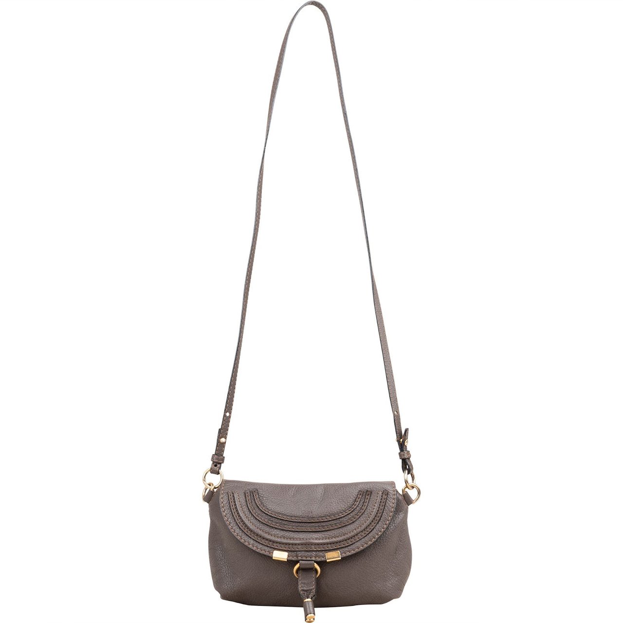Chloé Chloé Grained Leather Mini Marcie Crossbody Bag Taupe