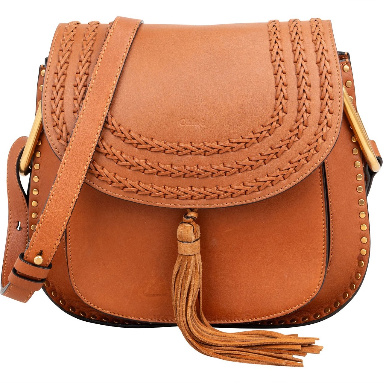 Chloé Leather Hudson Tassel Crossbody Bag Bruin