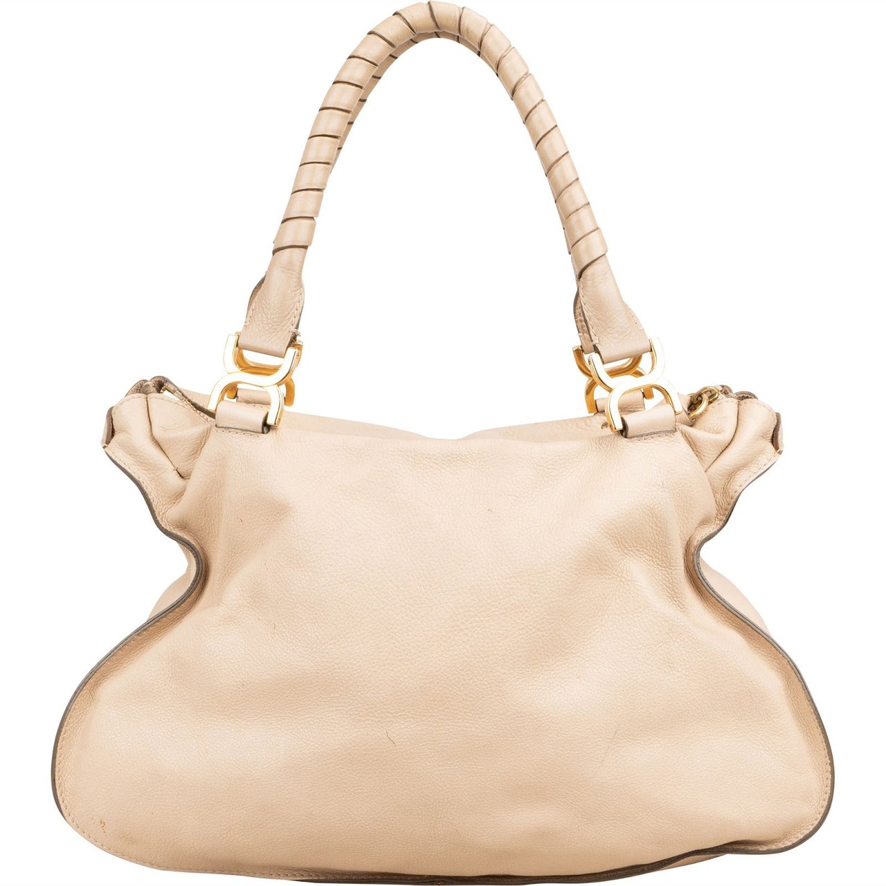 Chloé Grained Calfskin Marcie Handbag Beige