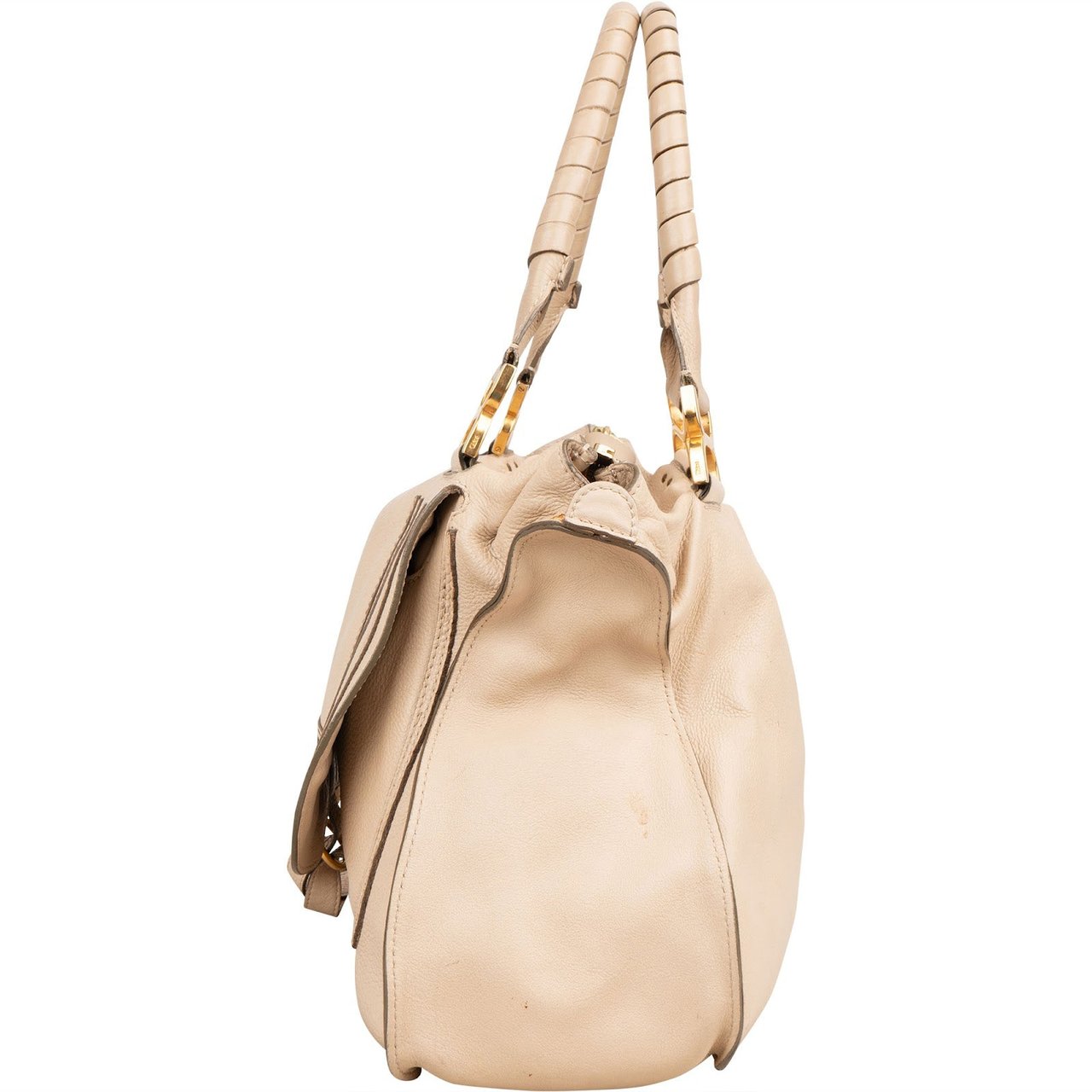 Chloé Grained Calfskin Marcie Handbag Beige