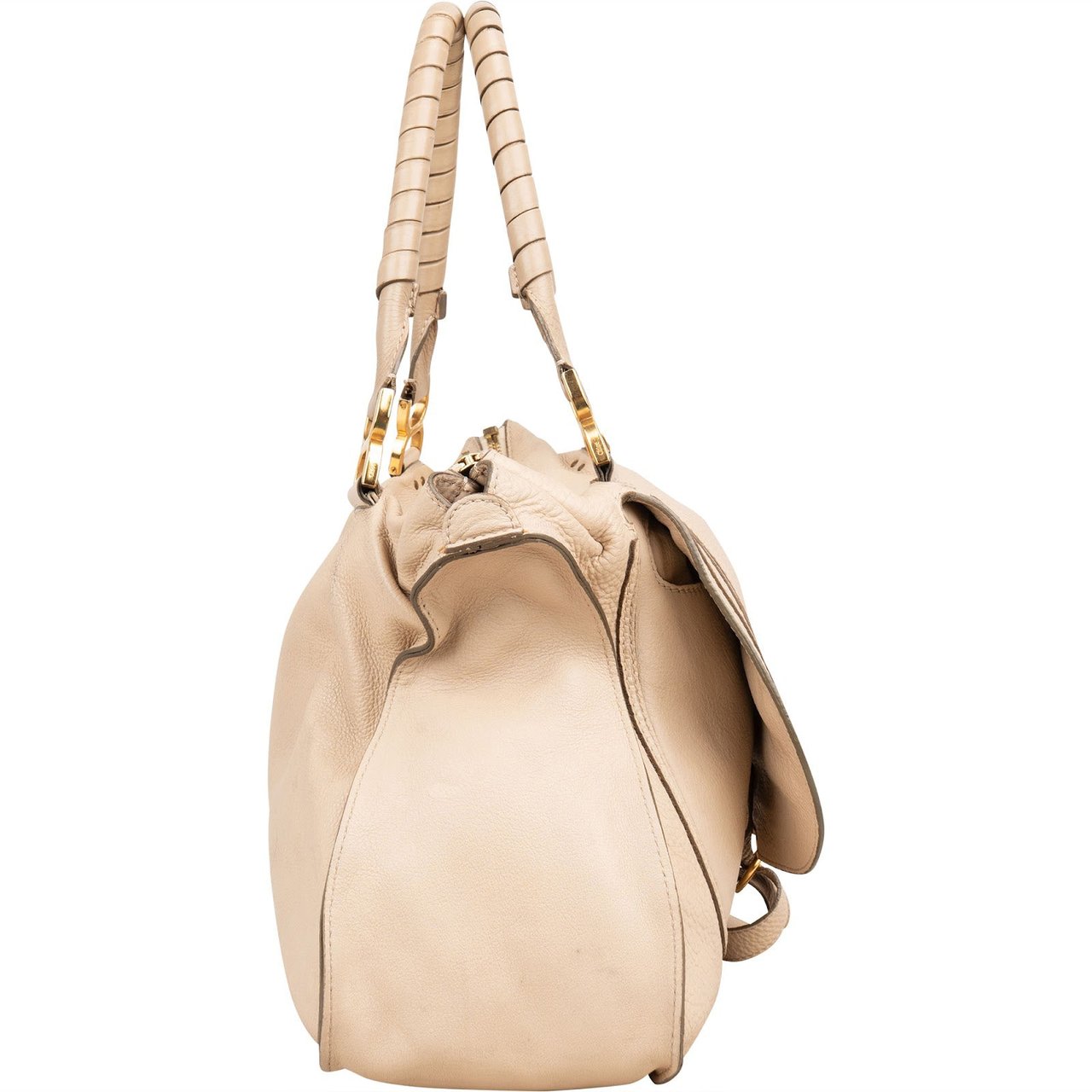 Chloé Grained Calfskin Marcie Handbag Beige
