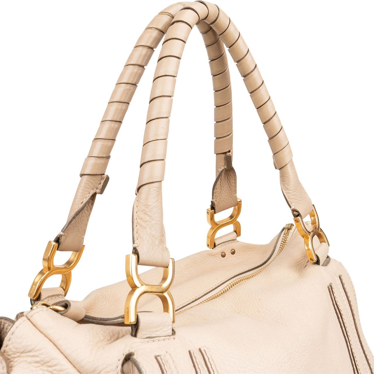 Chloé Grained Calfskin Marcie Handbag Beige