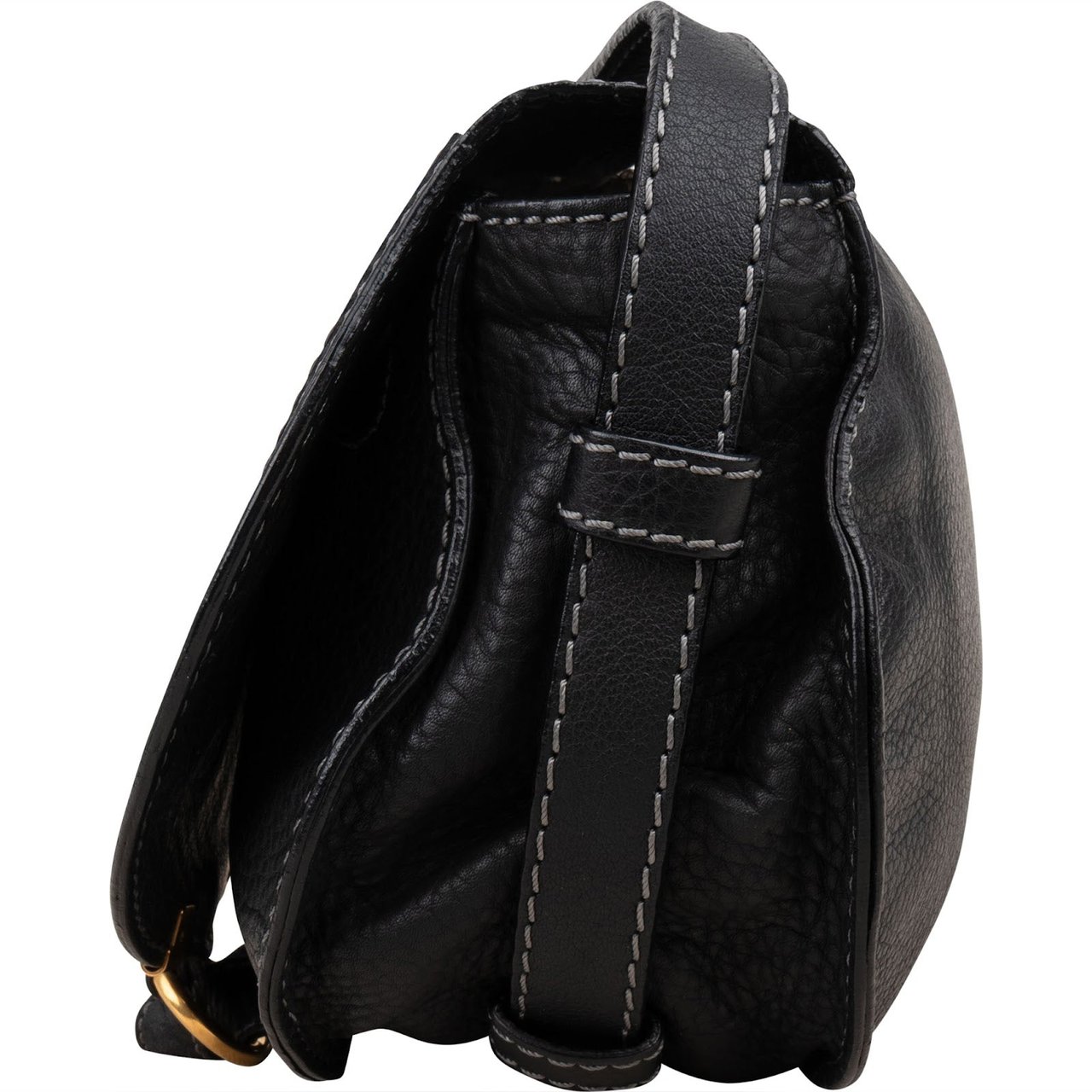 Chloé Chloé Grained Calfskin Small Marcie Saddle Crossbody Bag Zwart