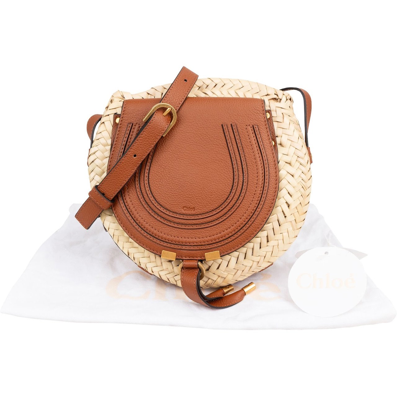 Chloé Chloé Raffia Marcie Basket Crossbody Bag Beige