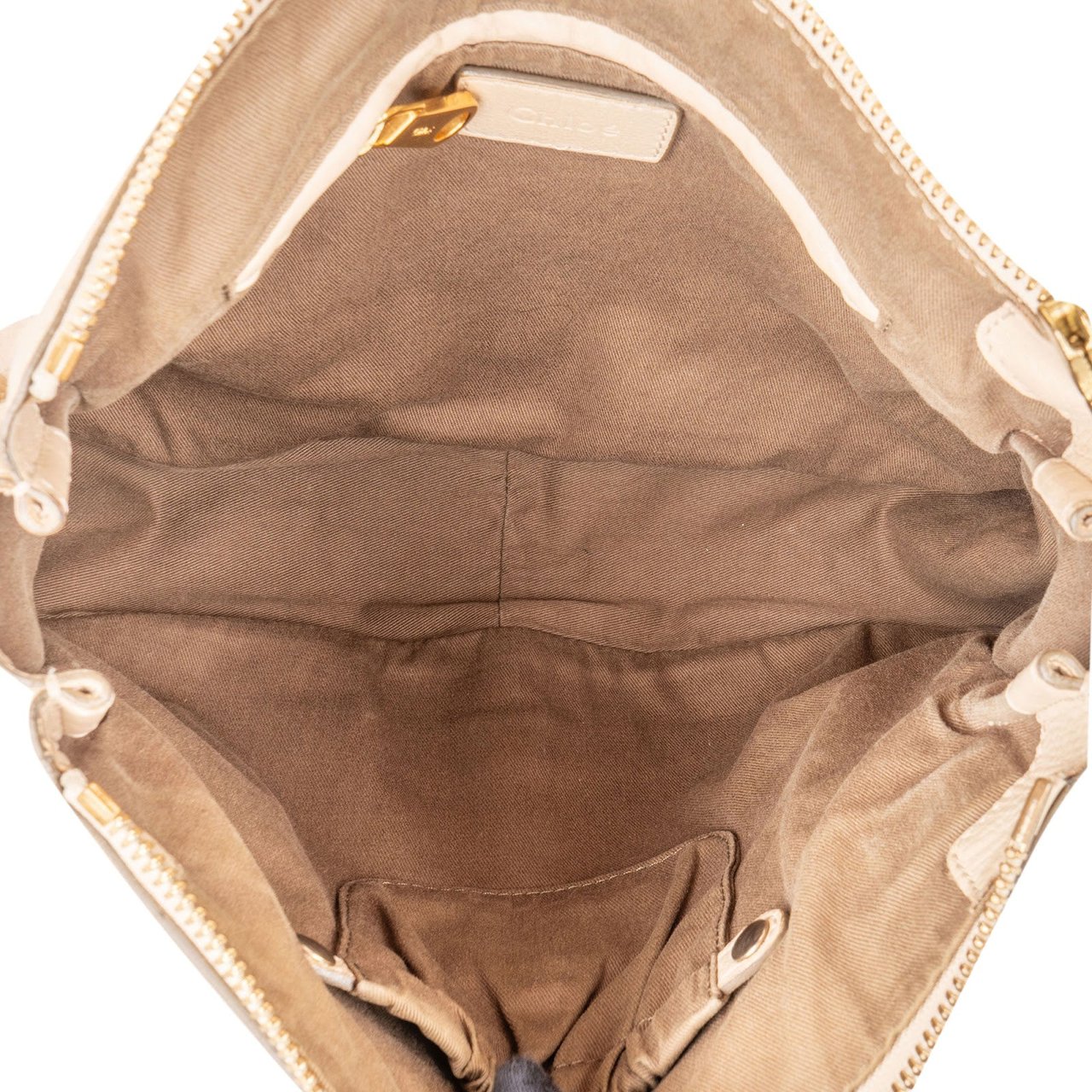 Chloé Grained Leather Marcie Satchel Handbag Beige