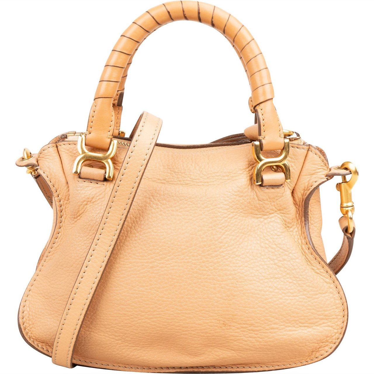 Chloé Grained Leather Marcie Mini Handbag Beige
