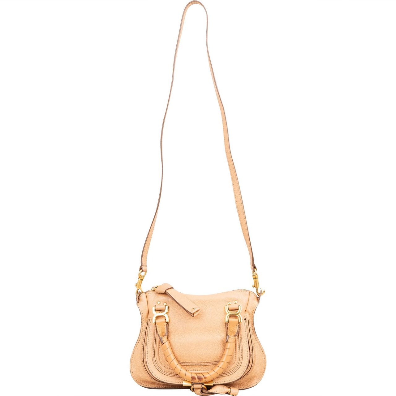 Chloé Grained Leather Marcie Mini Handbag Beige