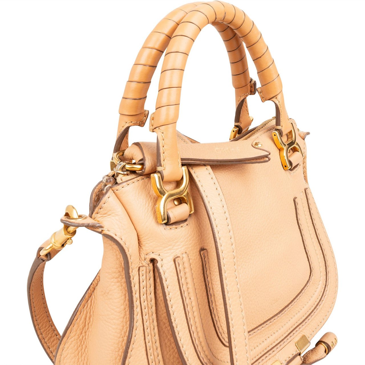 Chloé Grained Leather Marcie Mini Handbag Beige