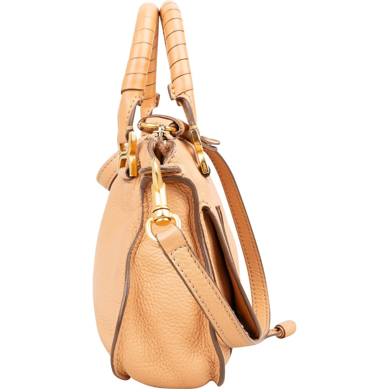 Chloé Grained Leather Marcie Mini Handbag Beige