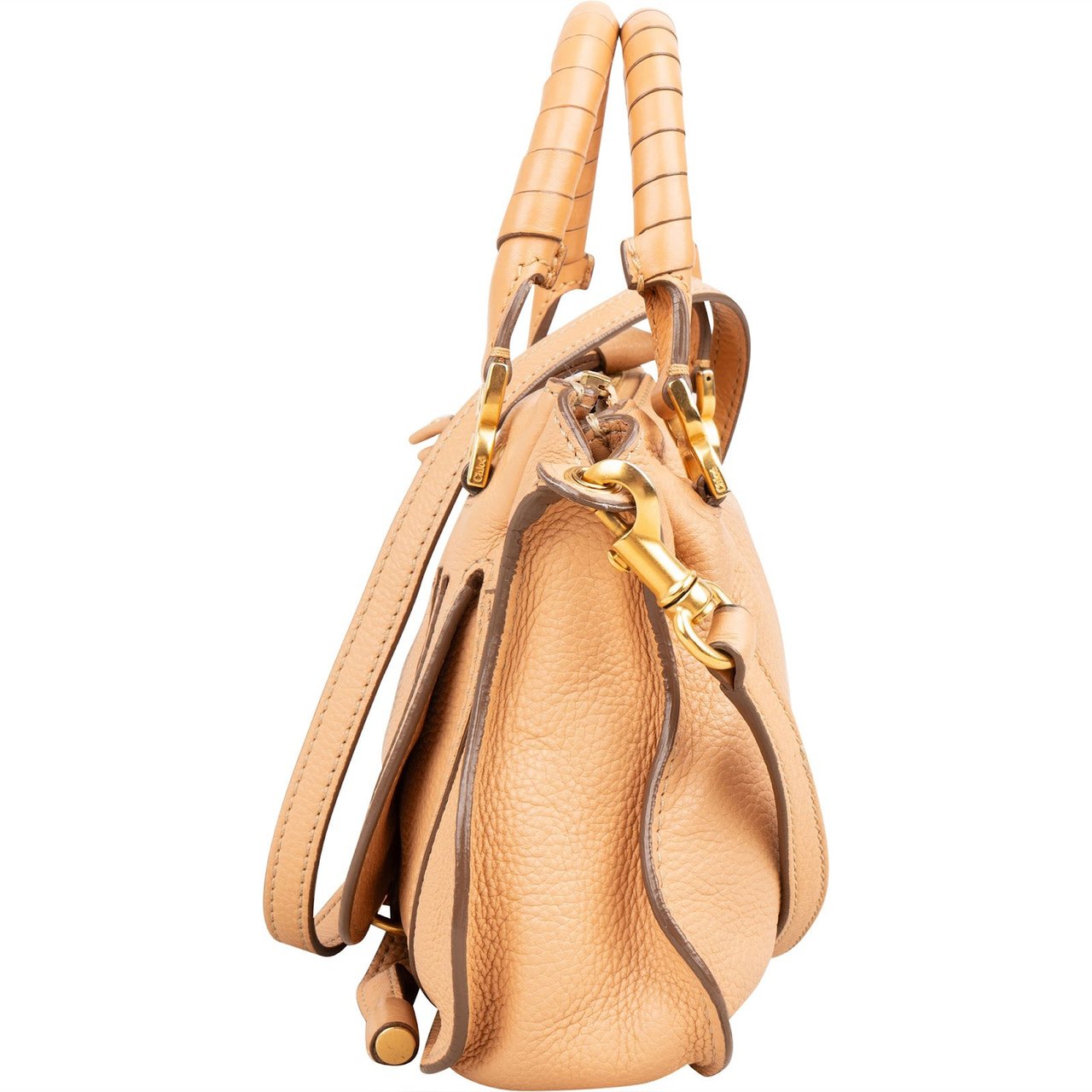 Chloé Grained Leather Marcie Mini Handbag Beige