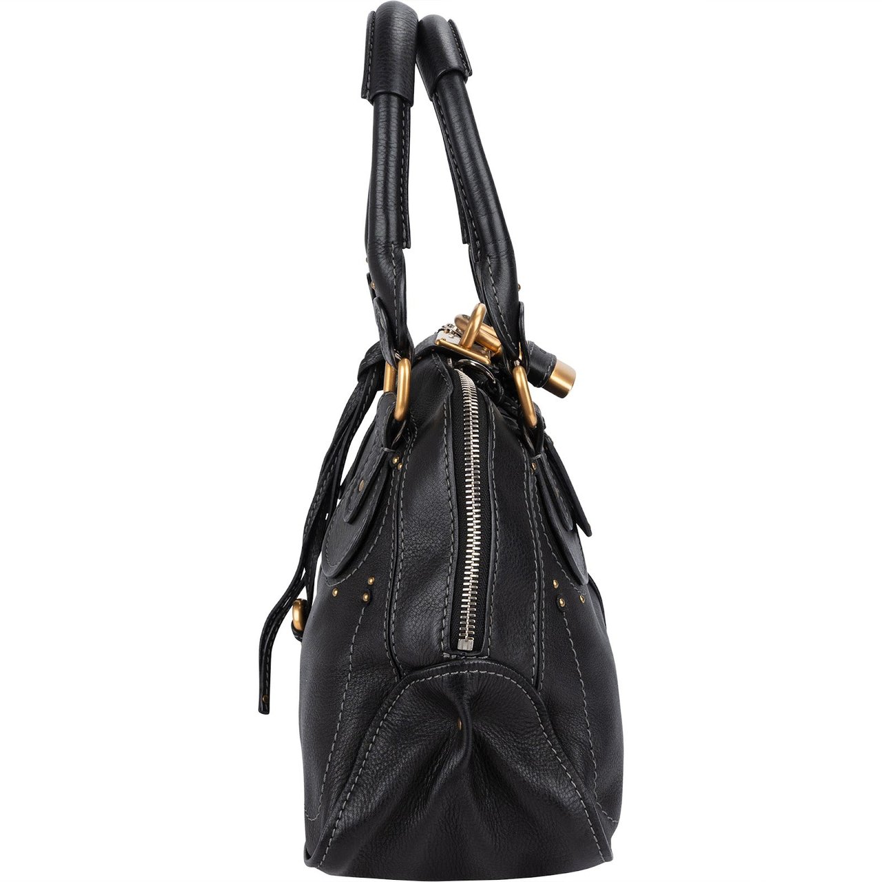 Chloé Chloé Leather Paddington Bowling Handbag Zwart