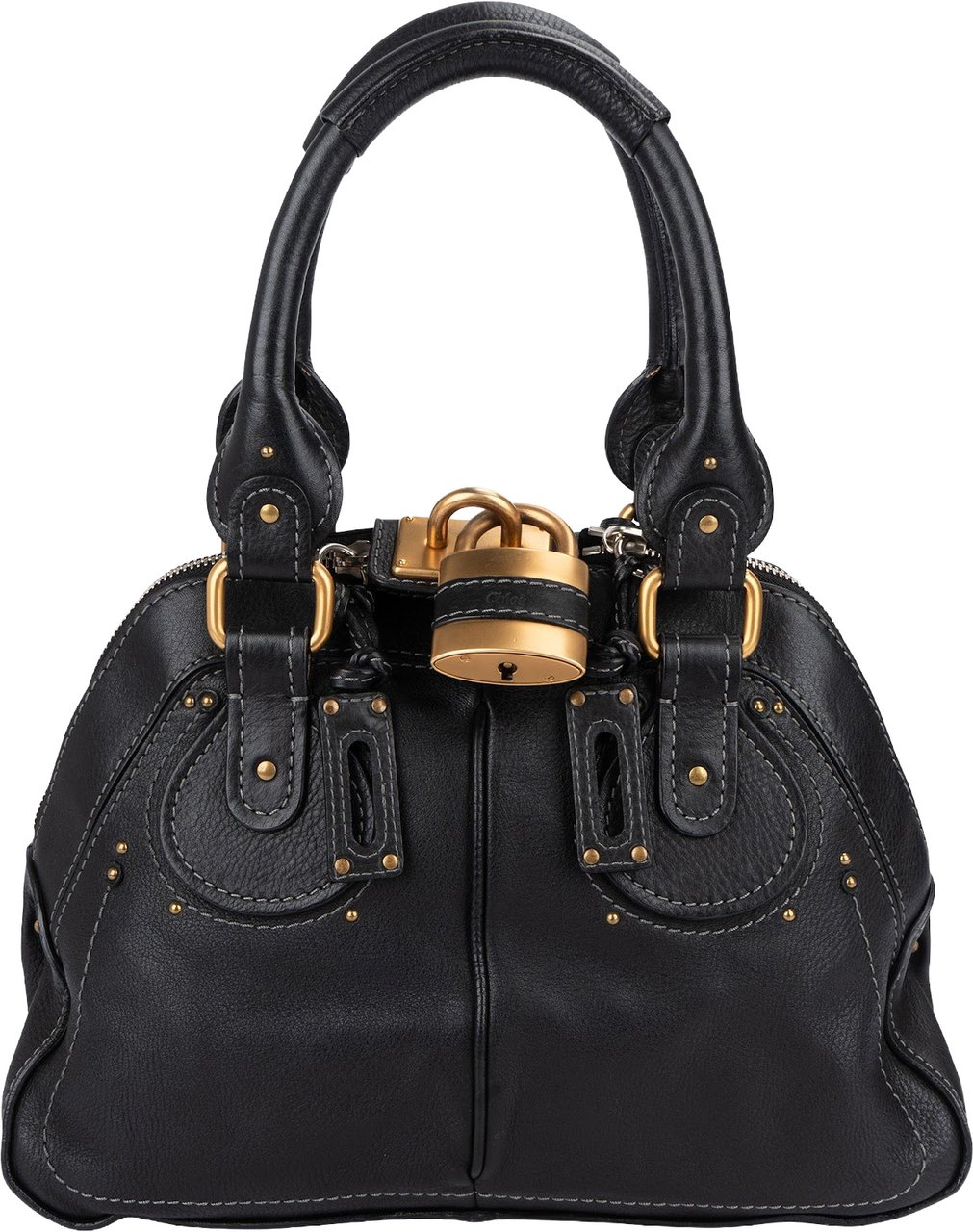 Chloé Chloé Leather Paddington Bowling Handbag Zwart
