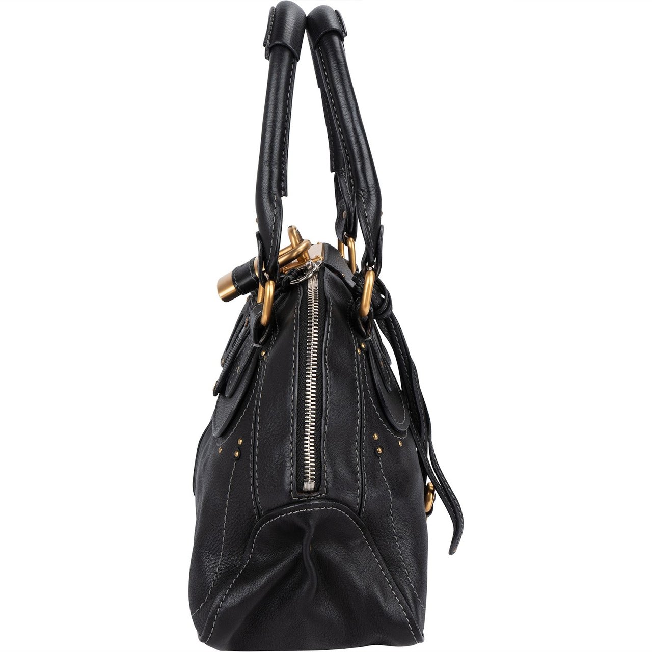 Chloé Chloé Leather Paddington Bowling Handbag Zwart