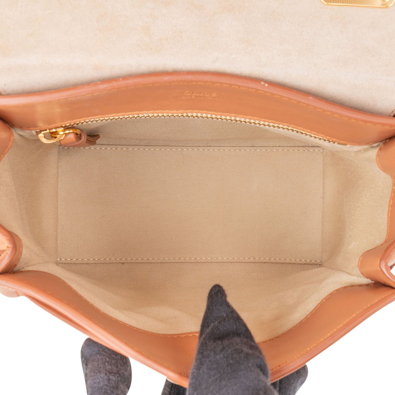 Chloé Grained Calfskin Tess Small Day Crossbody Handbag Bruin