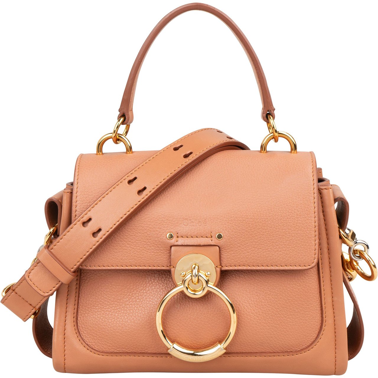 Chloé Grained Calfskin Tess Small Day Crossbody Handbag Bruin