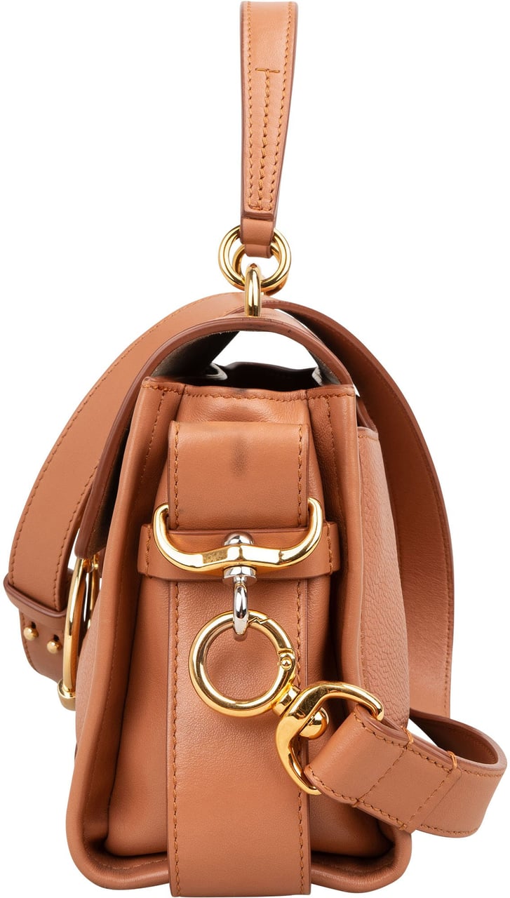 Chloé Grained Calfskin Tess Small Day Crossbody Handbag Bruin