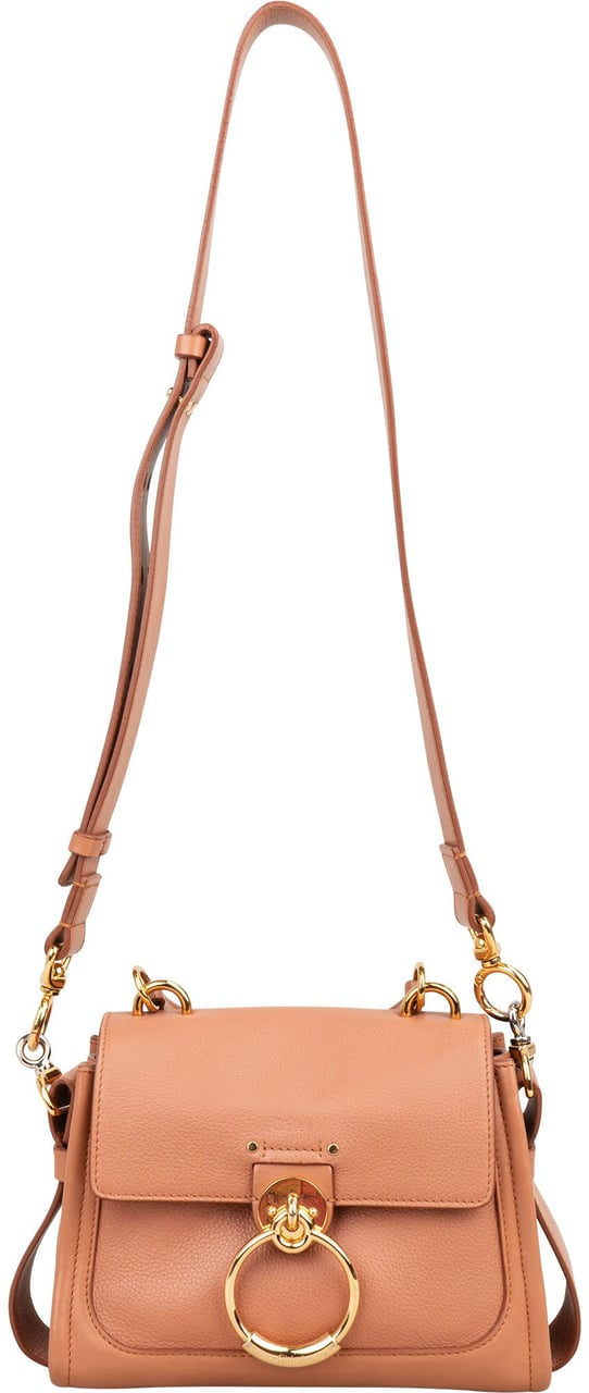 Chloé Grained Calfskin Tess Small Day Crossbody Handbag Bruin