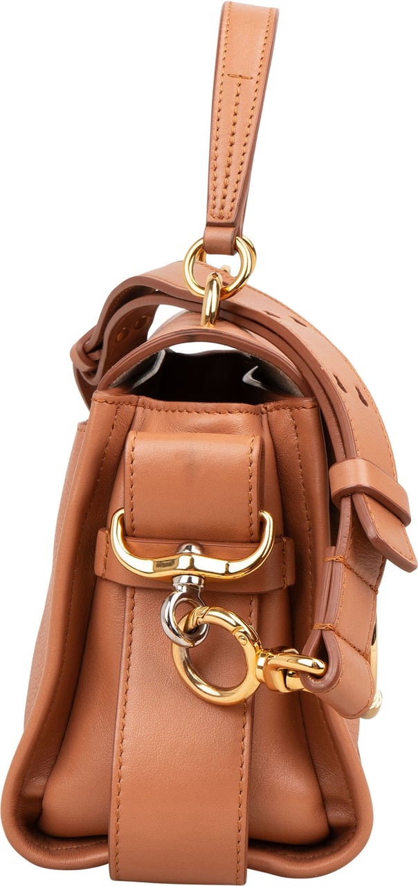 Chloé Grained Calfskin Tess Small Day Crossbody Handbag Bruin