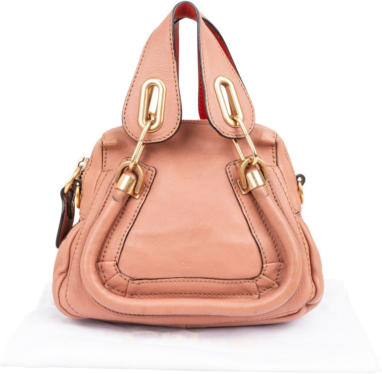 Chloé Grained Leather Paraty Mini Handbag Rood