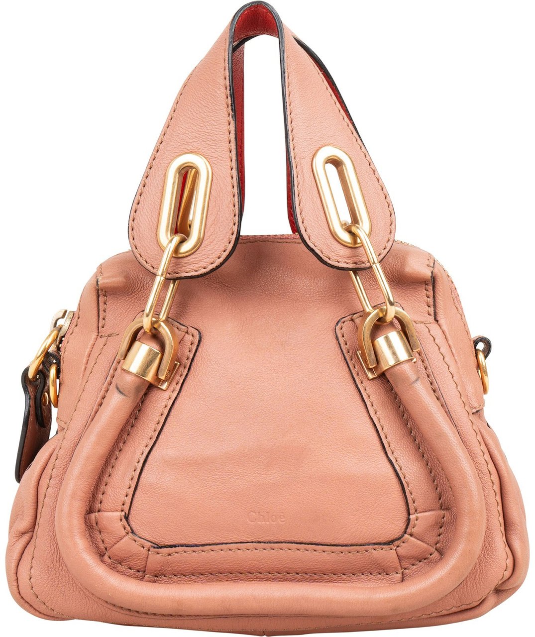 Chloé Grained Leather Paraty Mini Handbag Rood