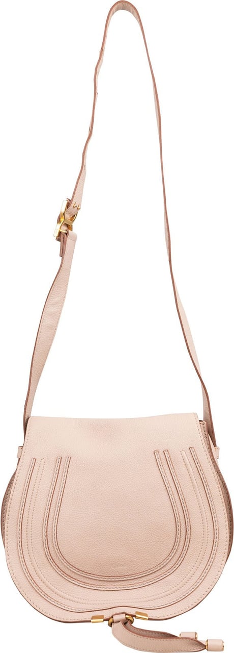 Chloé Grained Calfskin Marcie Saddle Crossbody Bag Rood