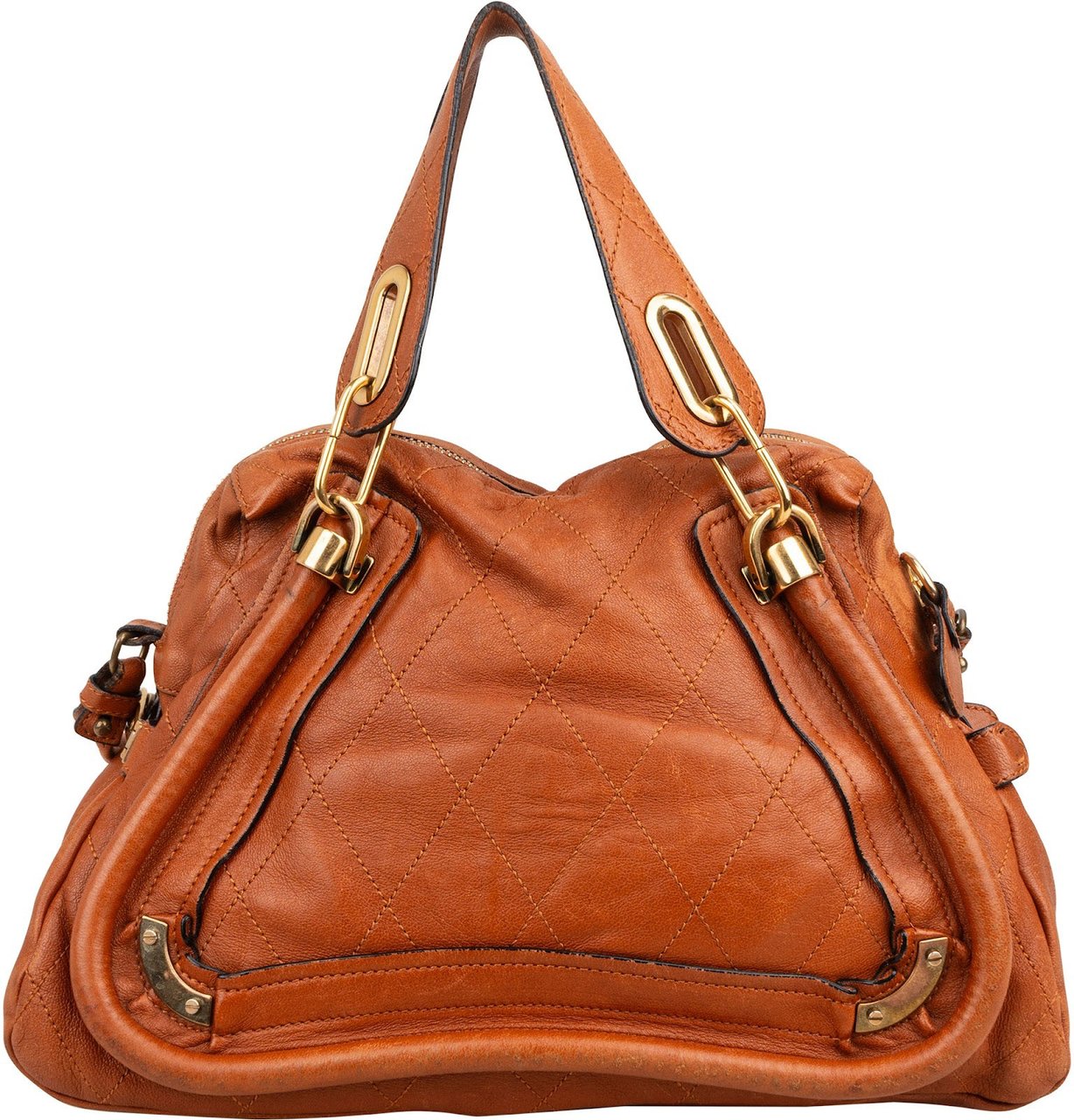 Chloé Stitching Leather Paraty Handbag Bruin