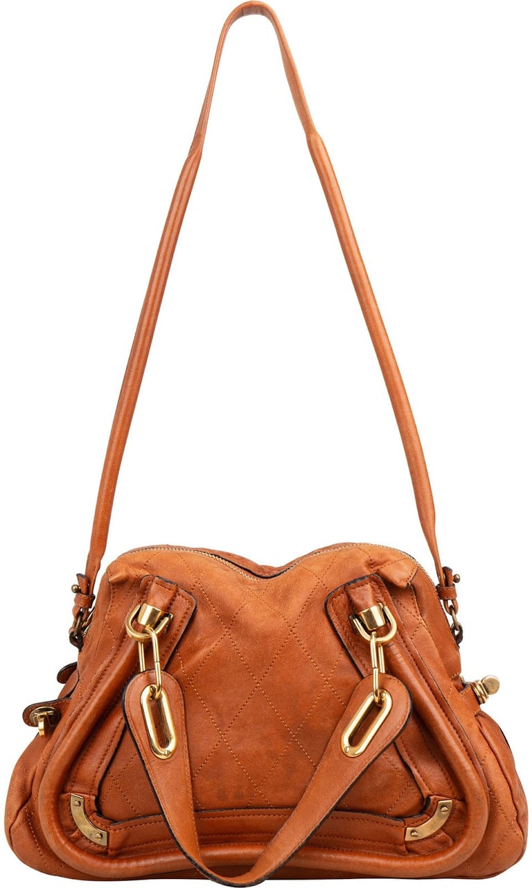 Chloé Stitching Leather Paraty Handbag Bruin