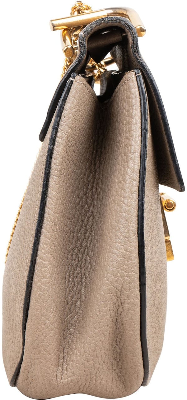 Chloé Grained Leather Drew Small Crossbody Bag Beige