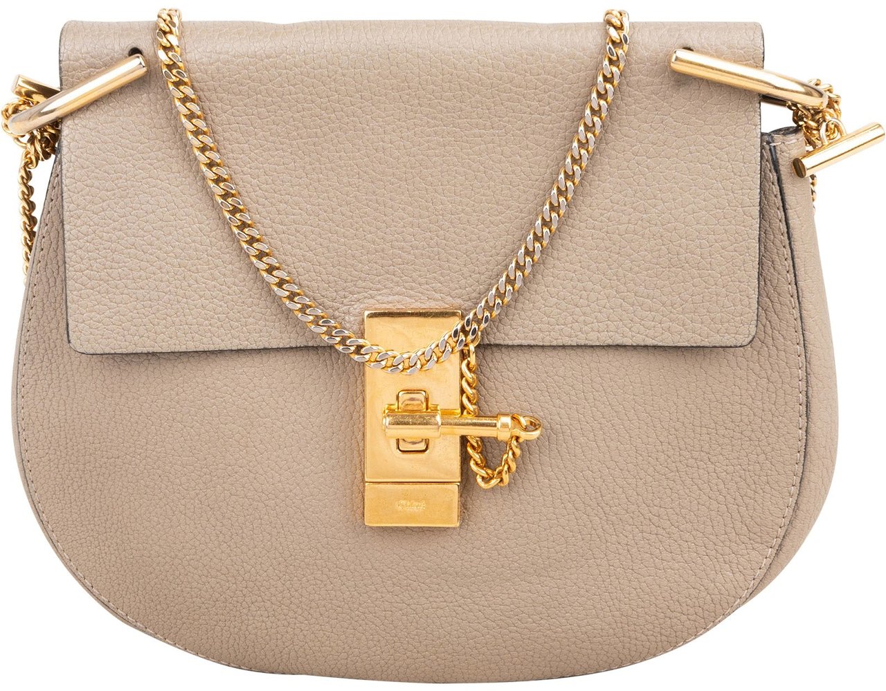 Chloé Grained Leather Drew Small Crossbody Bag Beige