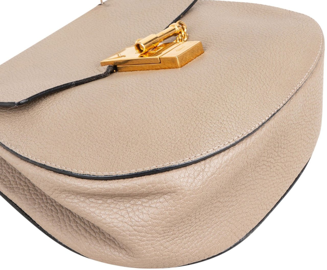 Chloé Grained Leather Drew Small Crossbody Bag Beige