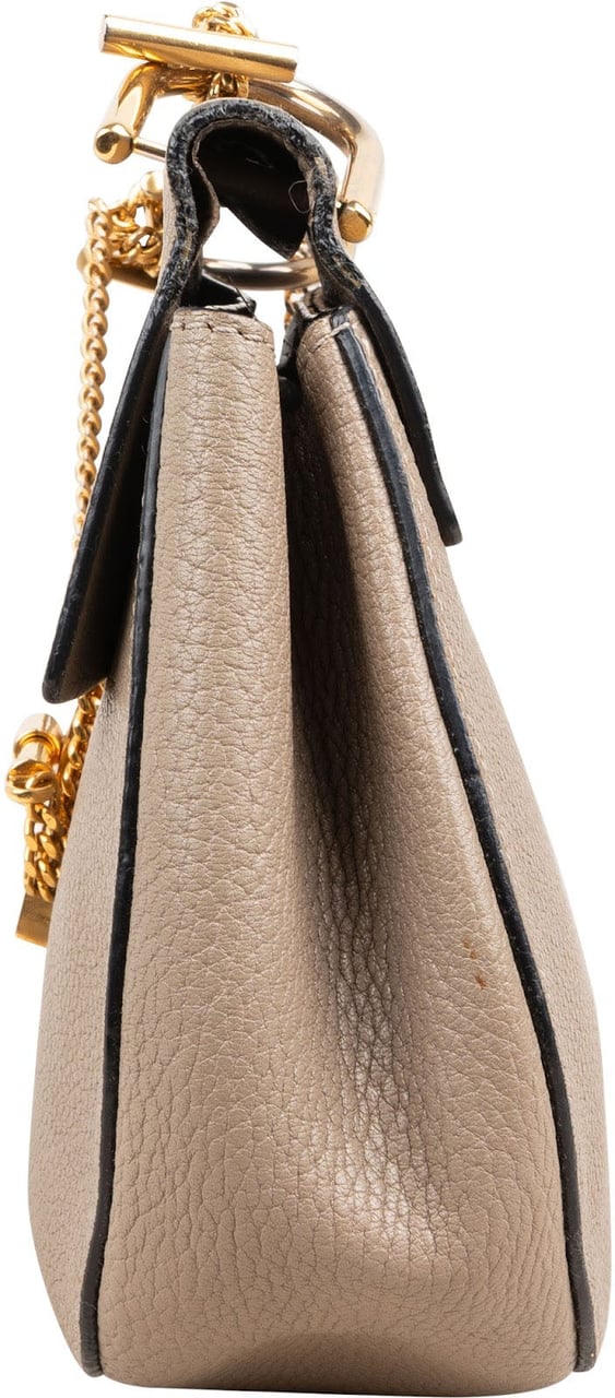 Chloé Grained Leather Drew Small Crossbody Bag Beige