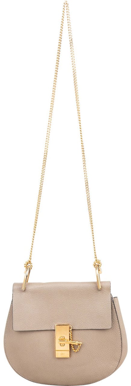 Chloé Grained Leather Drew Small Crossbody Bag Beige