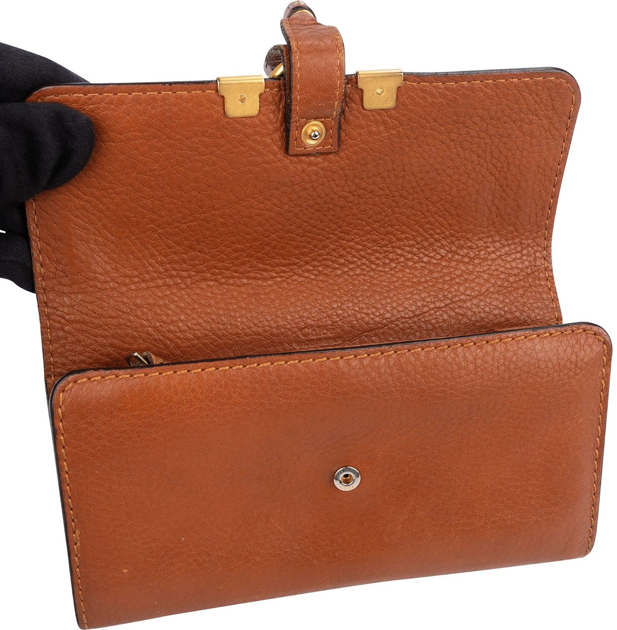 Chloé Brown Leather Marcie Flap Wallet Bruin