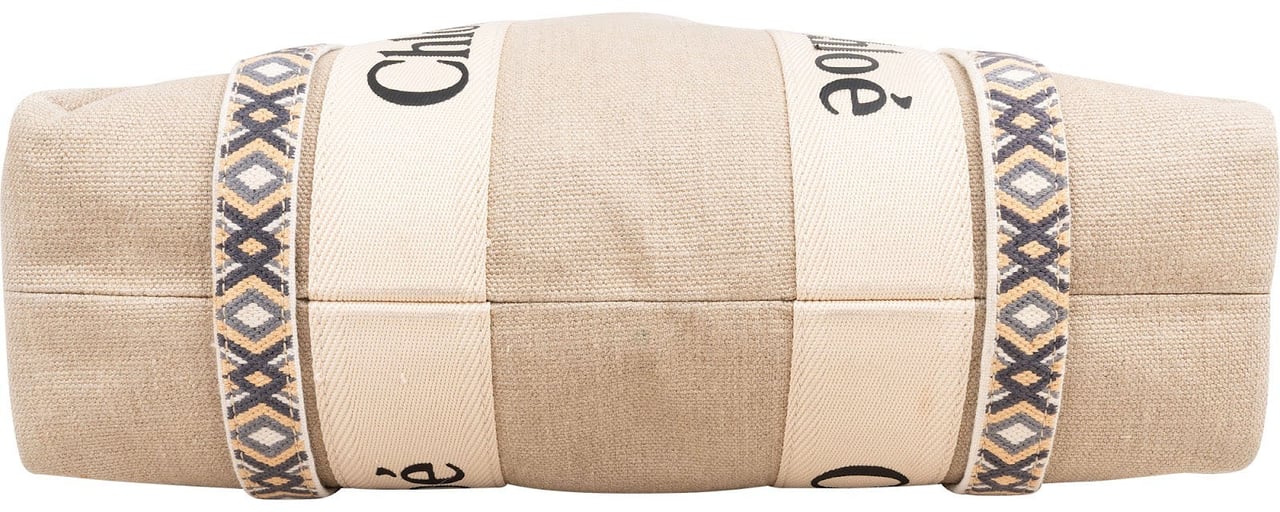 Chloé Canvas Medium Woody Medium Shoulder Bag Beige