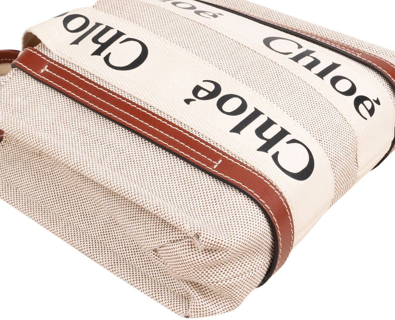 Chloé Canvas Small Woody Tote Handbag Beige