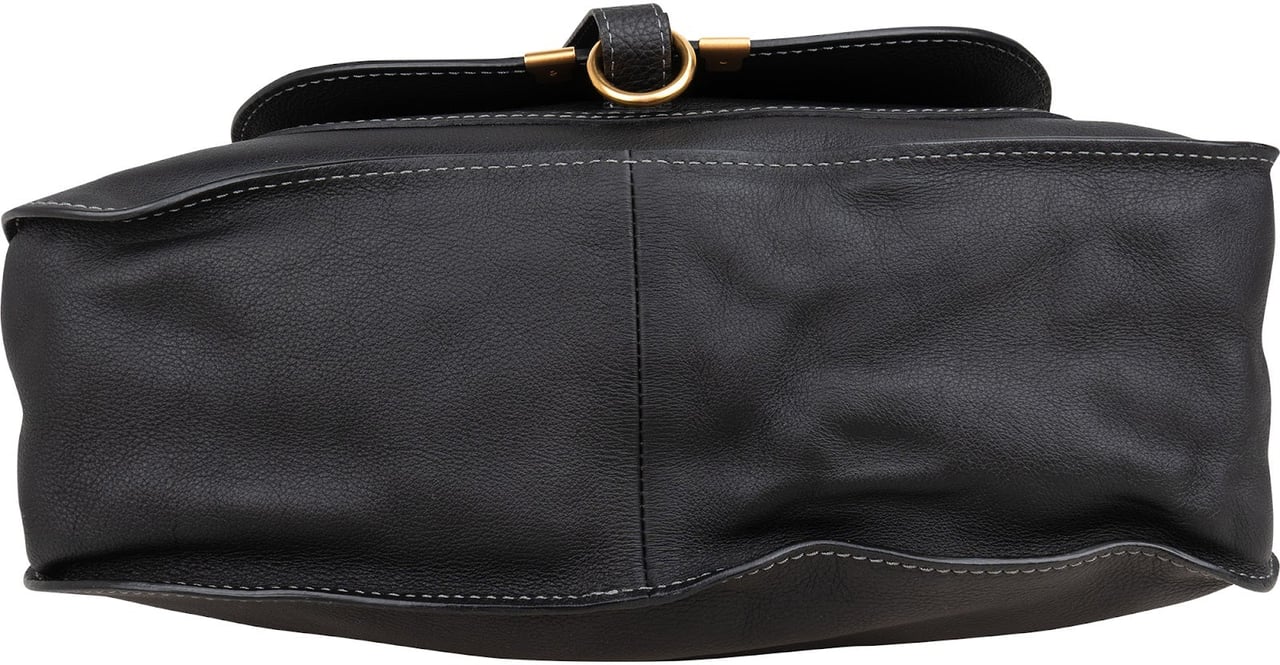 Chloé Black Grained Calfskin Marcie Satchel Handbag Zwart