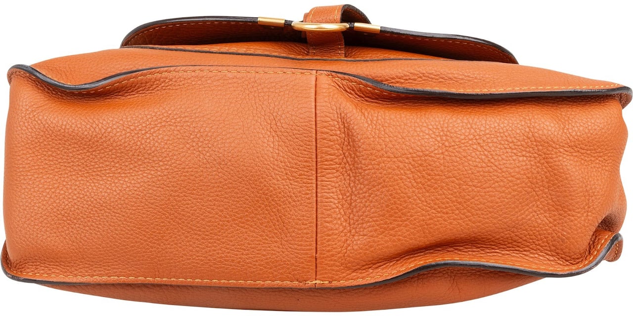 Chloé Grained Leather Marcie Satchel Handbag Bruin