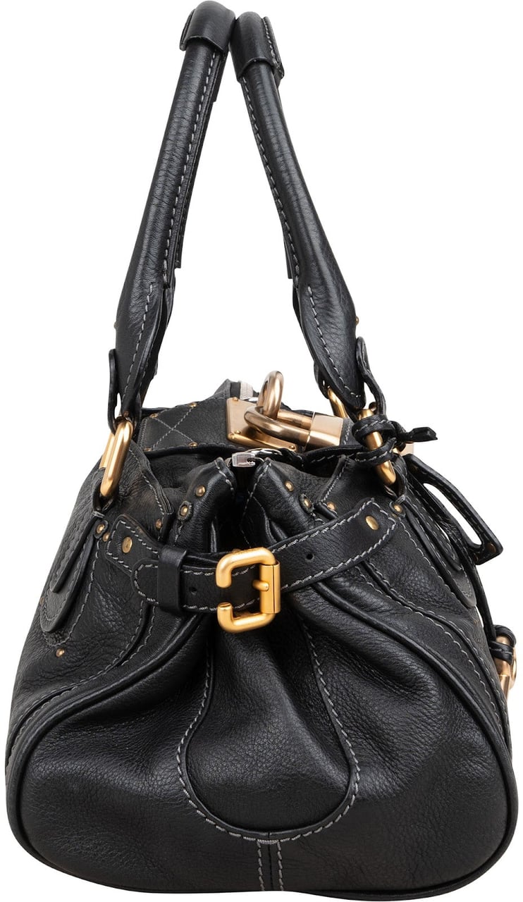 Chloé Black Leather Paddington Satchel Handbag Zwart