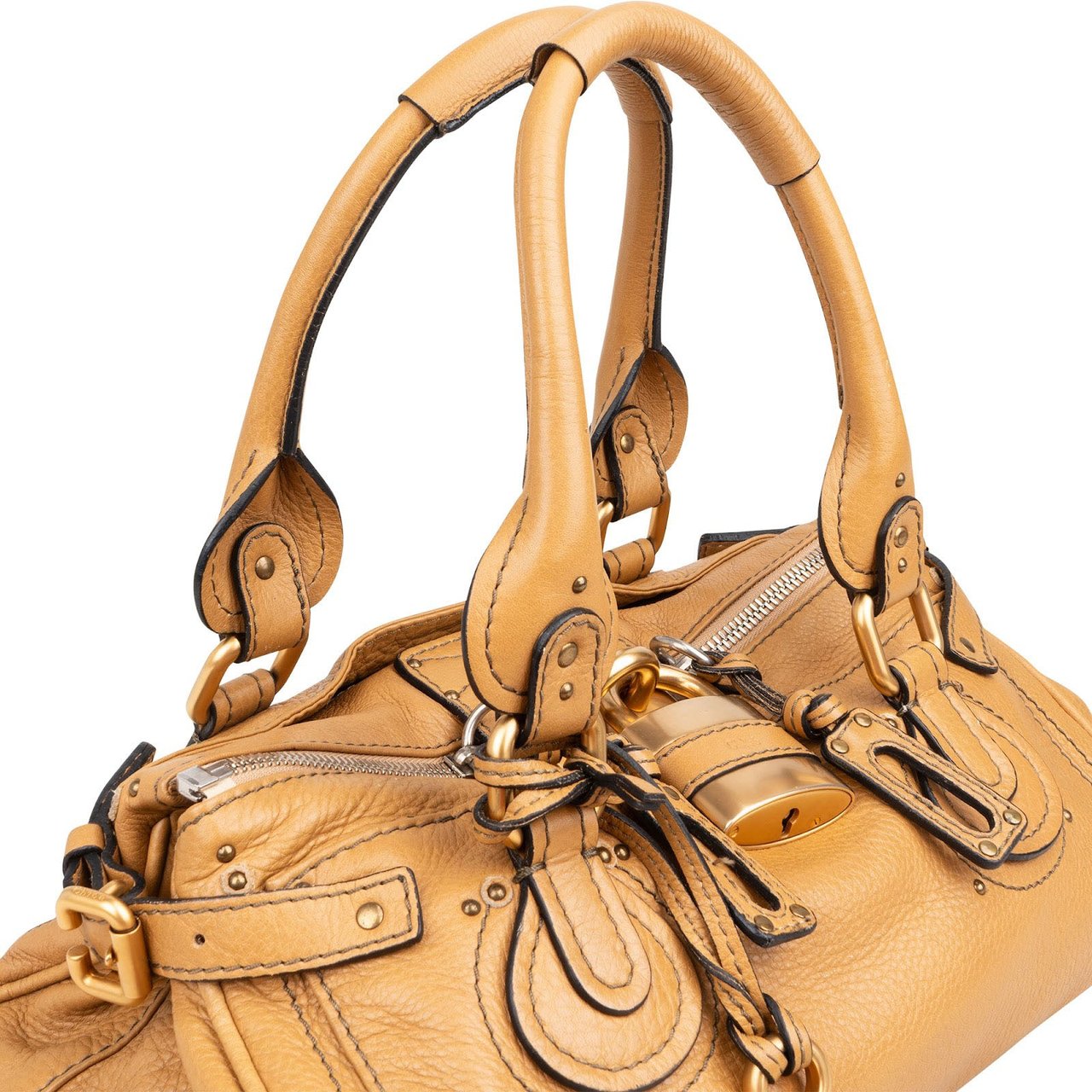 Chloé Camel Brown Leather Paddington Handbag Beige