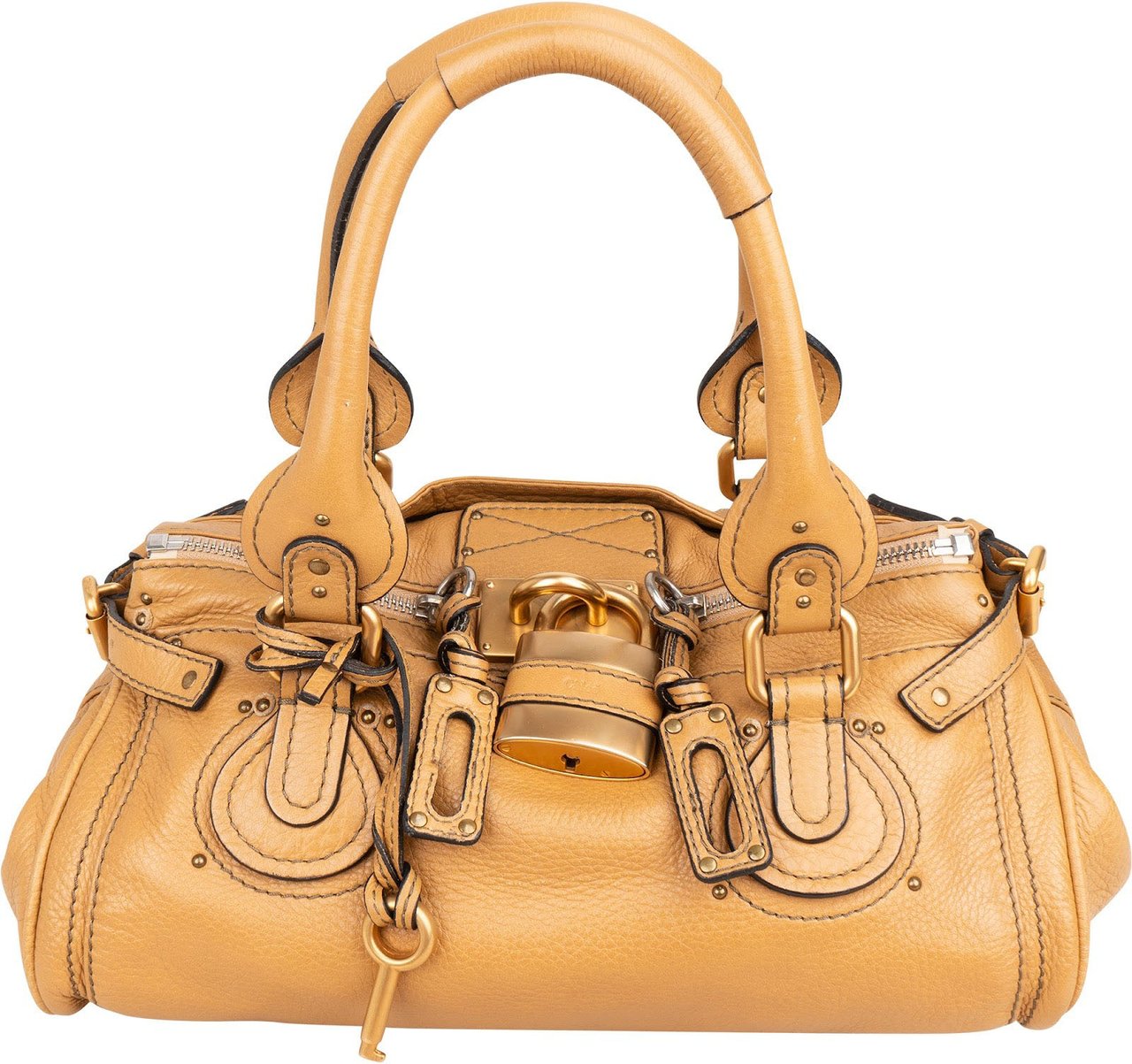 Chloé Camel Brown Leather Paddington Handbag Beige